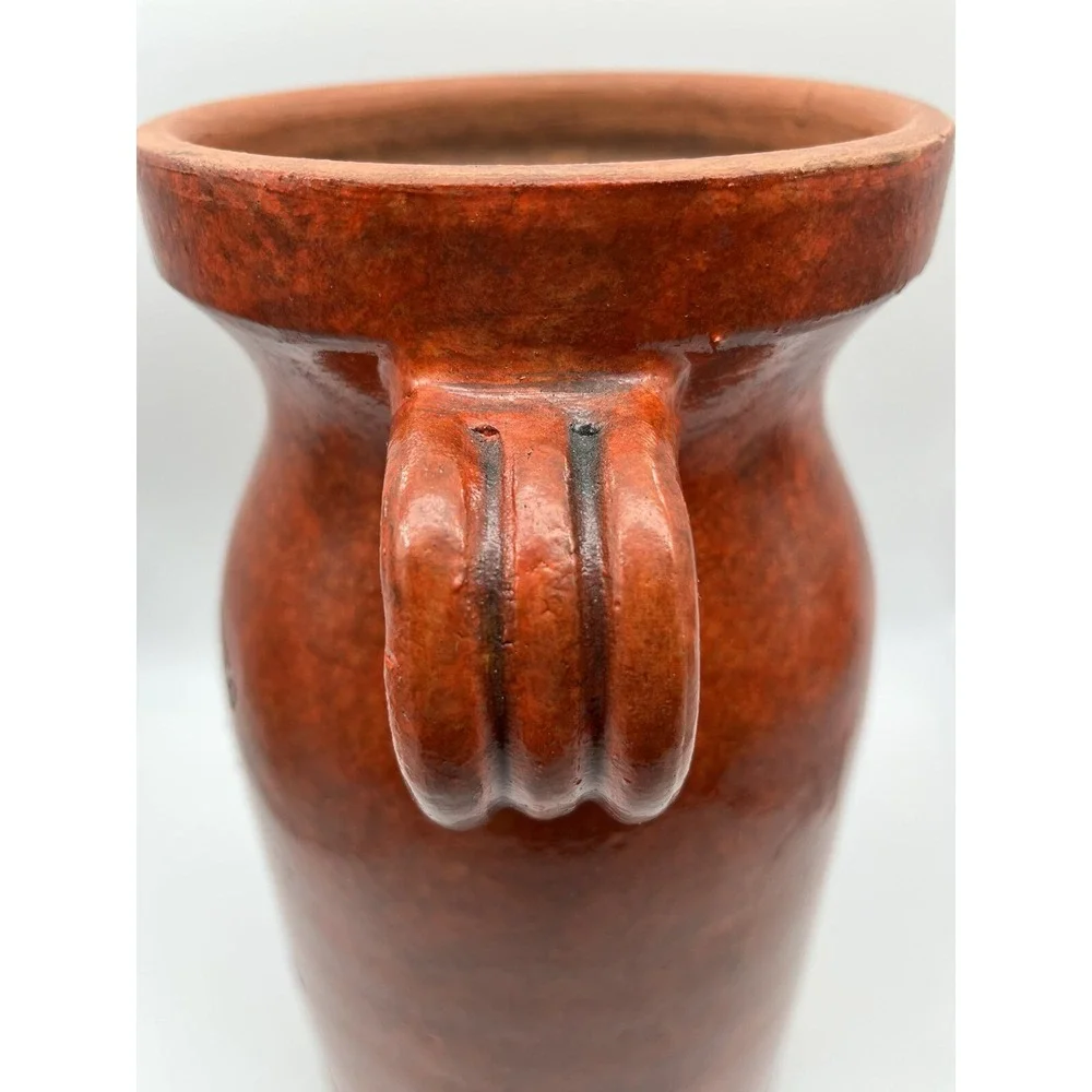 Vintage Heavy Ceramic Vase Gran Deposito Red Grain Italian 12.5